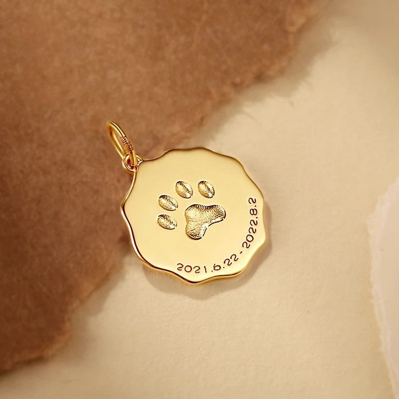 Custom Engraved Pet Portrait Necklace - Gold B