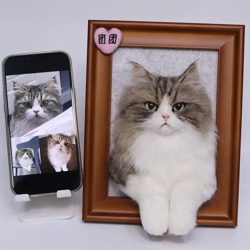 3D Felt Pet Portrait - Handmade Custom Frame | PawsClone