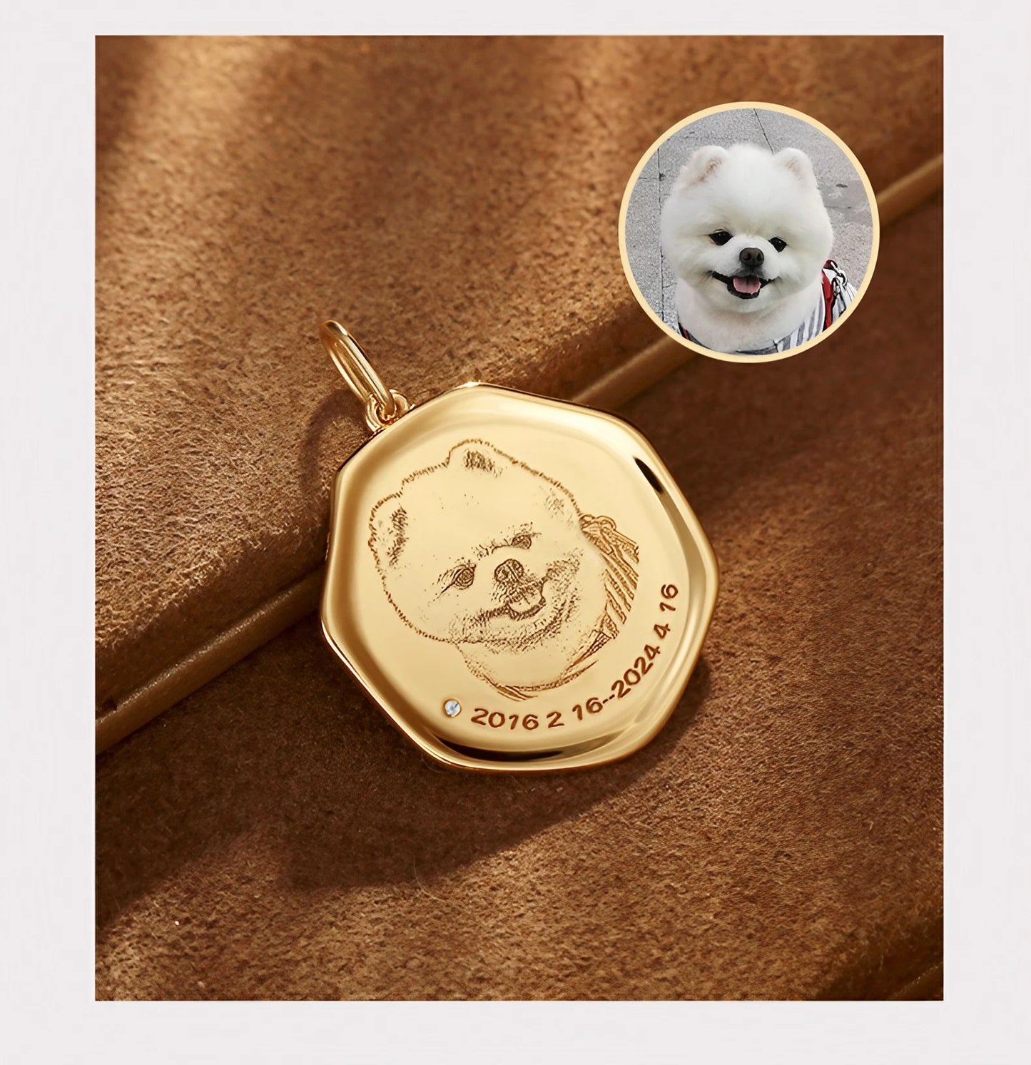 Custom Engraved Pet Portrait Necklace - Gold A