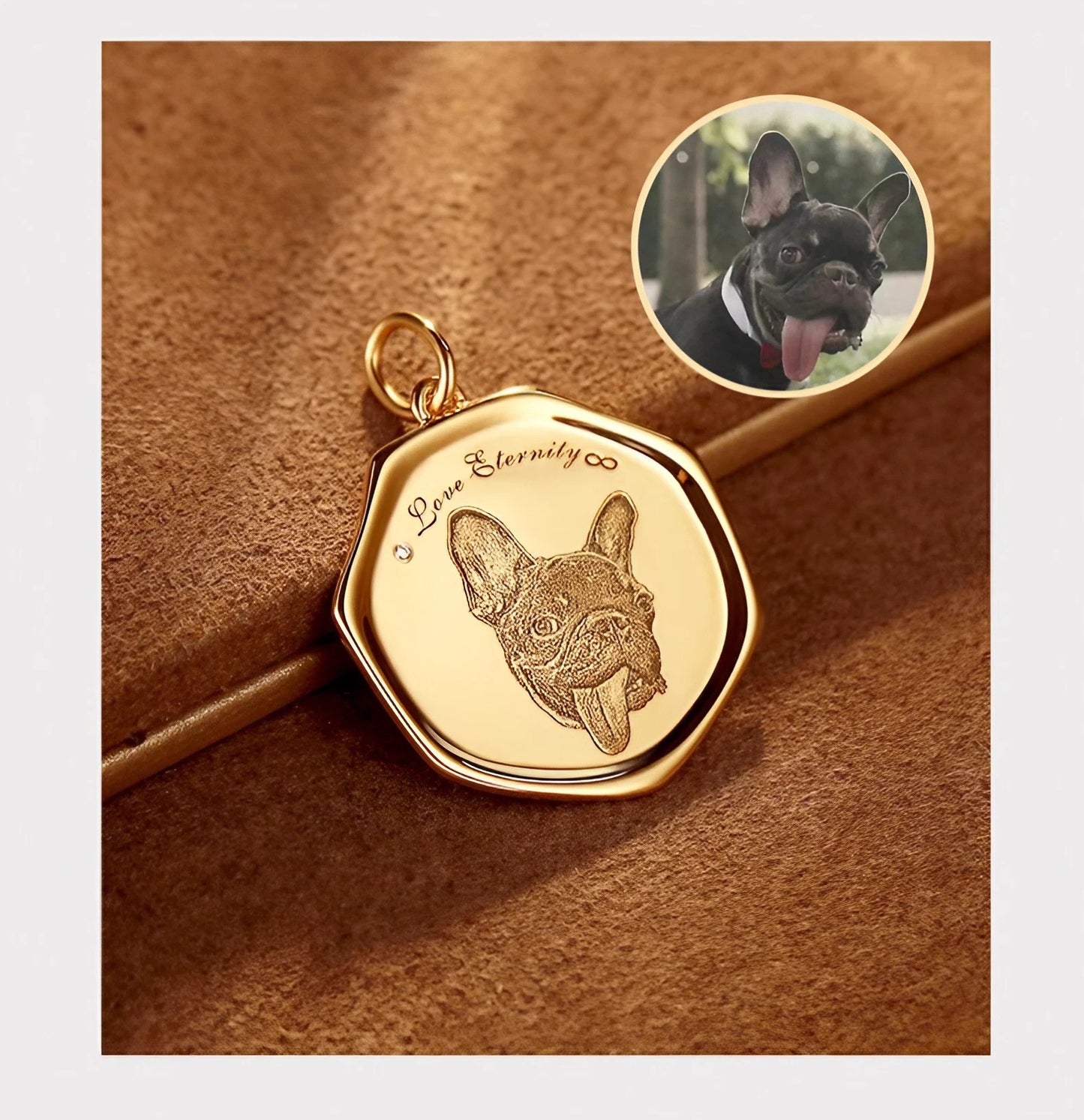 Custom Engraved Pet Portrait Necklace - Gold A