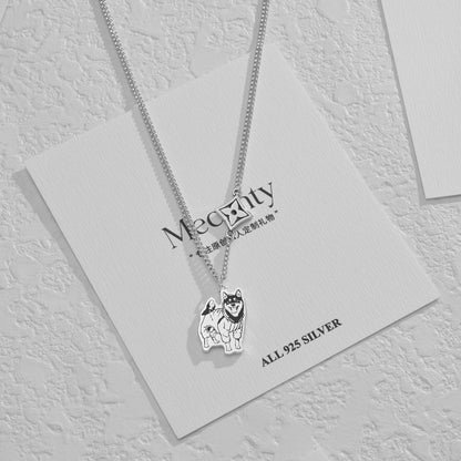 Custom Silver Necklace with Engraved Pet Portrait