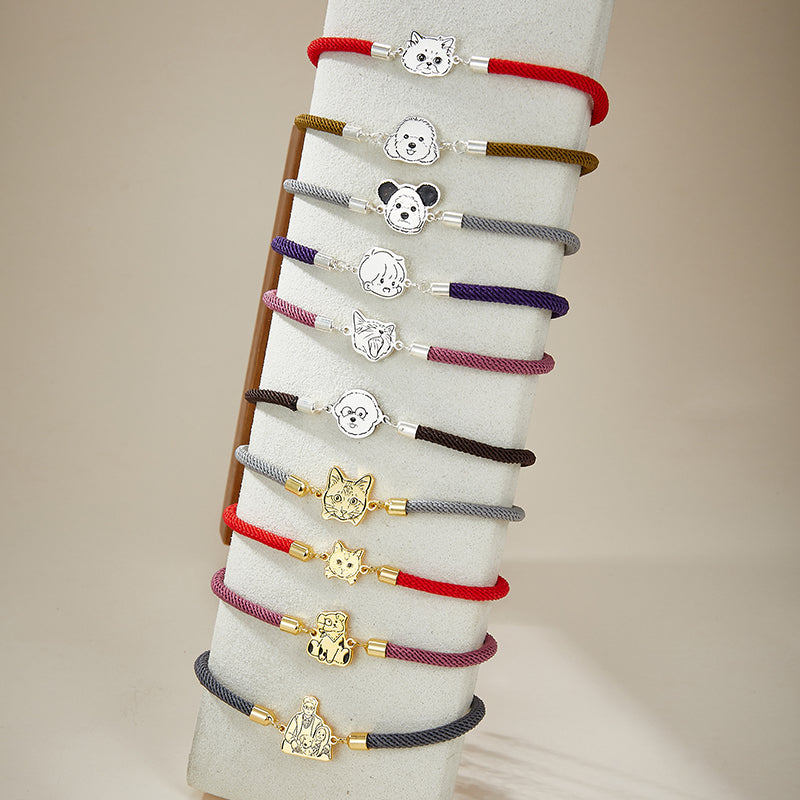 Custom Silver Bracelet with Pet Portrait Engraving