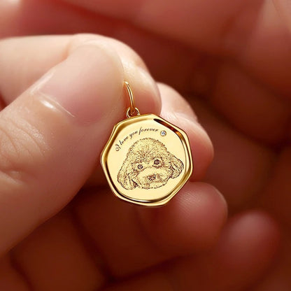 Custom Engraved Pet Portrait Necklace - Gold A