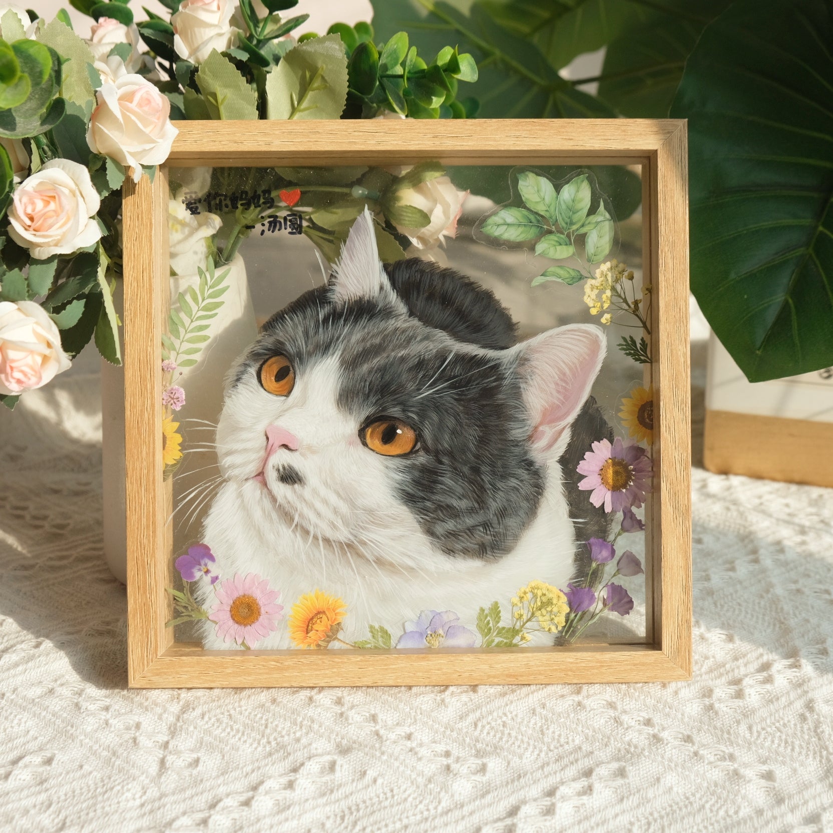 Hand-Painted Glass Pet Portrait - Custom Crystal Art | PawsClone