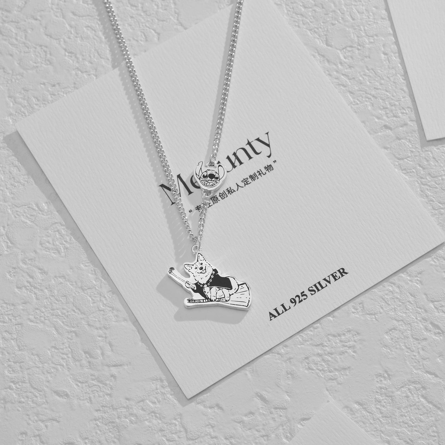 Custom Silver Necklace with Engraved Pet Portrait