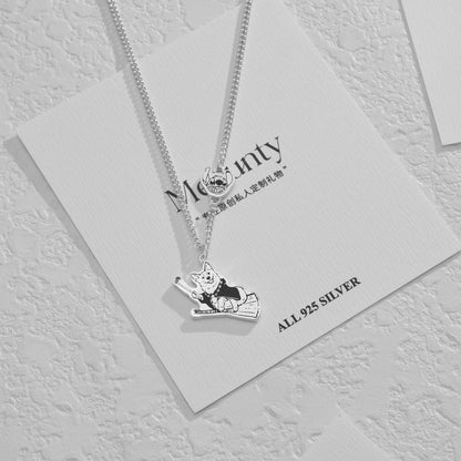 Custom Silver Necklace with Engraved Pet Portrait