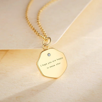 Custom Engraved Pet Portrait Necklace - Gold A