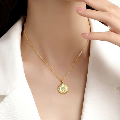 Custom Engraved Pet Portrait Necklace - Gold B