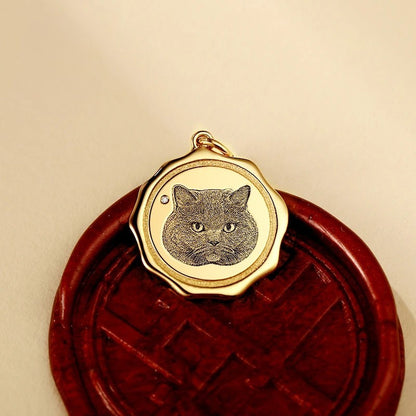 Custom Engraved Pet Portrait Necklace - Gold B