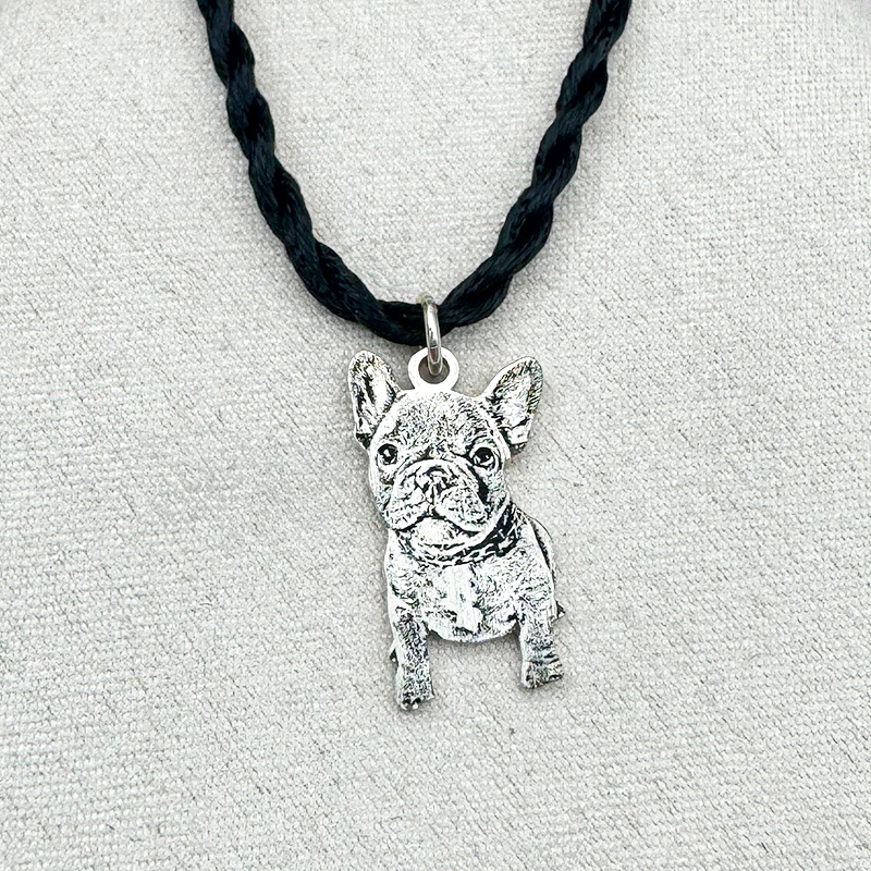 Custom Silver Necklace with Pet Portrait Engraving