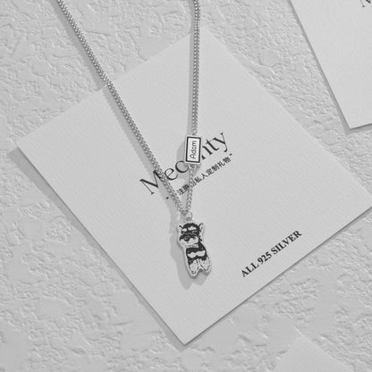 Custom Silver Necklace with Engraved Pet Portrait