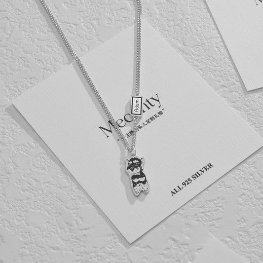 Custom Silver Necklace with Engraved Pet Portrait