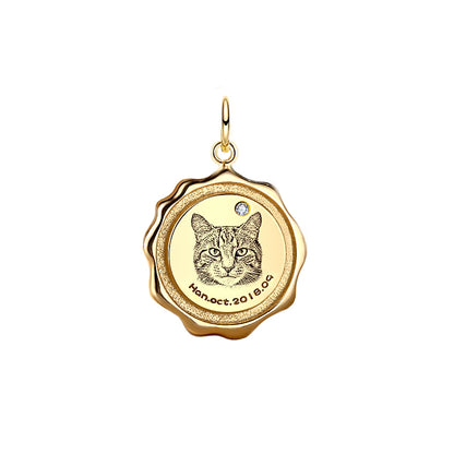Custom Engraved Pet Portrait Necklace - Gold B