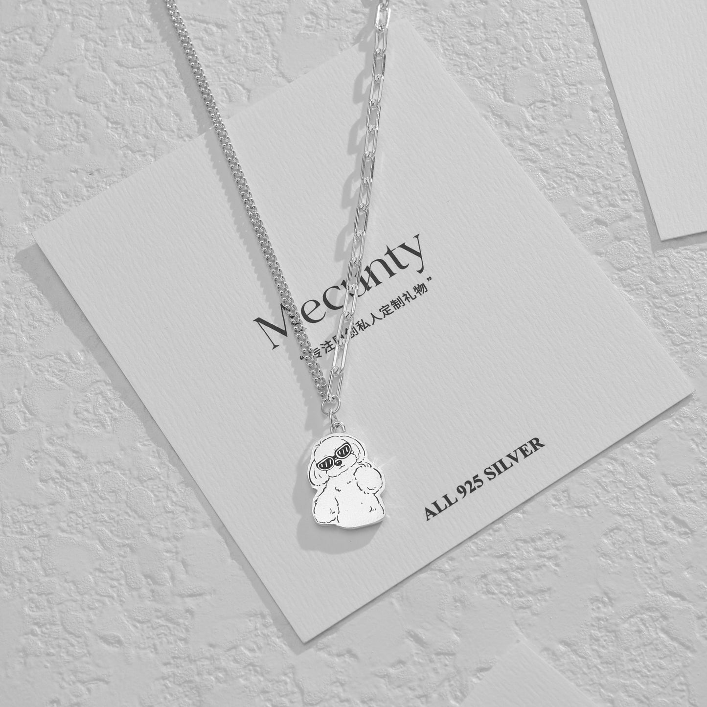 Custom Silver Necklace with Engraved Pet Portrait