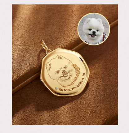 Custom Engraved Pet Portrait Necklace - Gold A