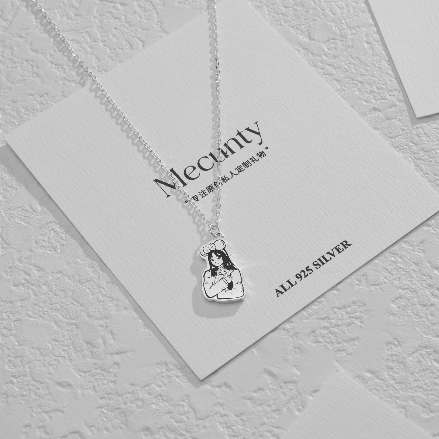 Custom Silver Necklace with Engraved Pet Portrait
