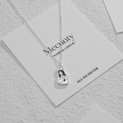Custom Silver Necklace with Engraved Pet Portrait