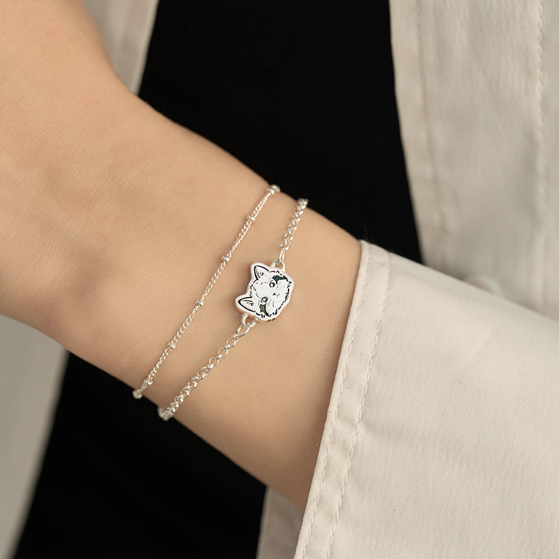 Custom Silver Bracelet with Engraved Pet Portrait