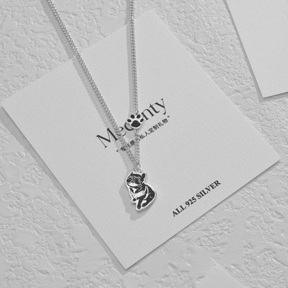 Custom Silver Necklace with Engraved Pet Portrait