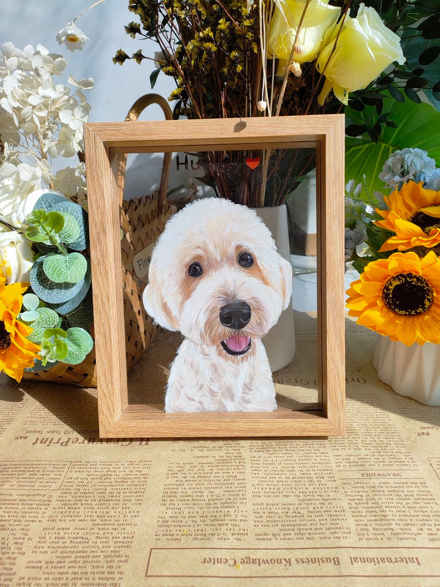 Hand-Painted Glass Pet Portrait - Custom Crystal Art | PawsClone