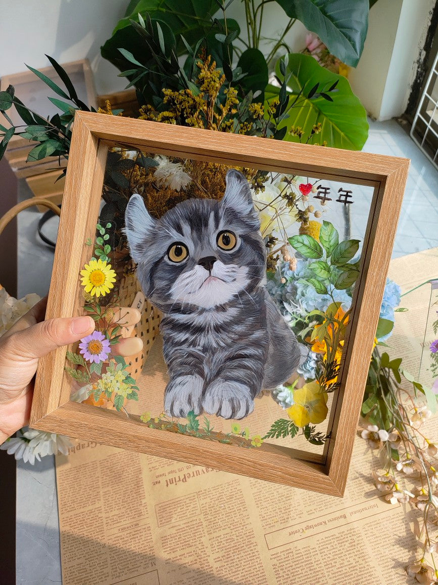 Hand-Painted Glass Pet Portrait - Custom Crystal Art | PawsClone