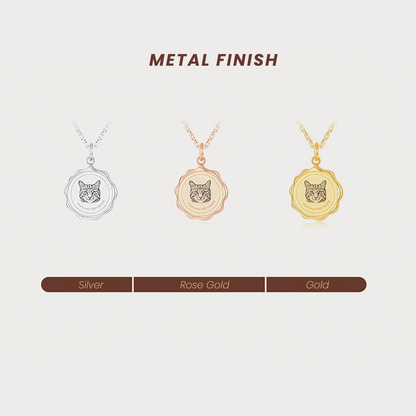 Custom Engraved Pet Portrait Necklace - Gold B