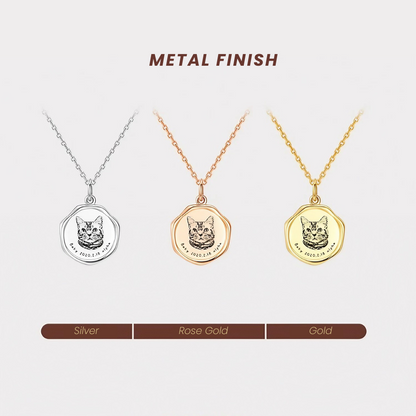 Custom Engraved Pet Portrait Necklace - Gold A