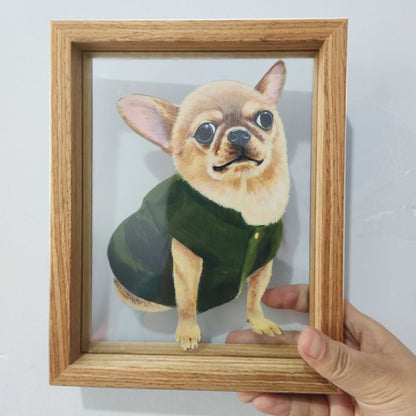 Hand-Painted Glass Pet Portrait - Custom Crystal Art | PawsClone