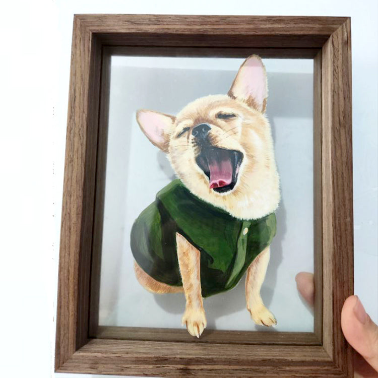 Hand-Painted Glass Pet Portrait - Custom Crystal Art | PawsClone