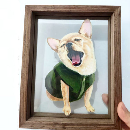 Hand-Painted Glass Pet Portrait - Custom Crystal Art | PawsClone