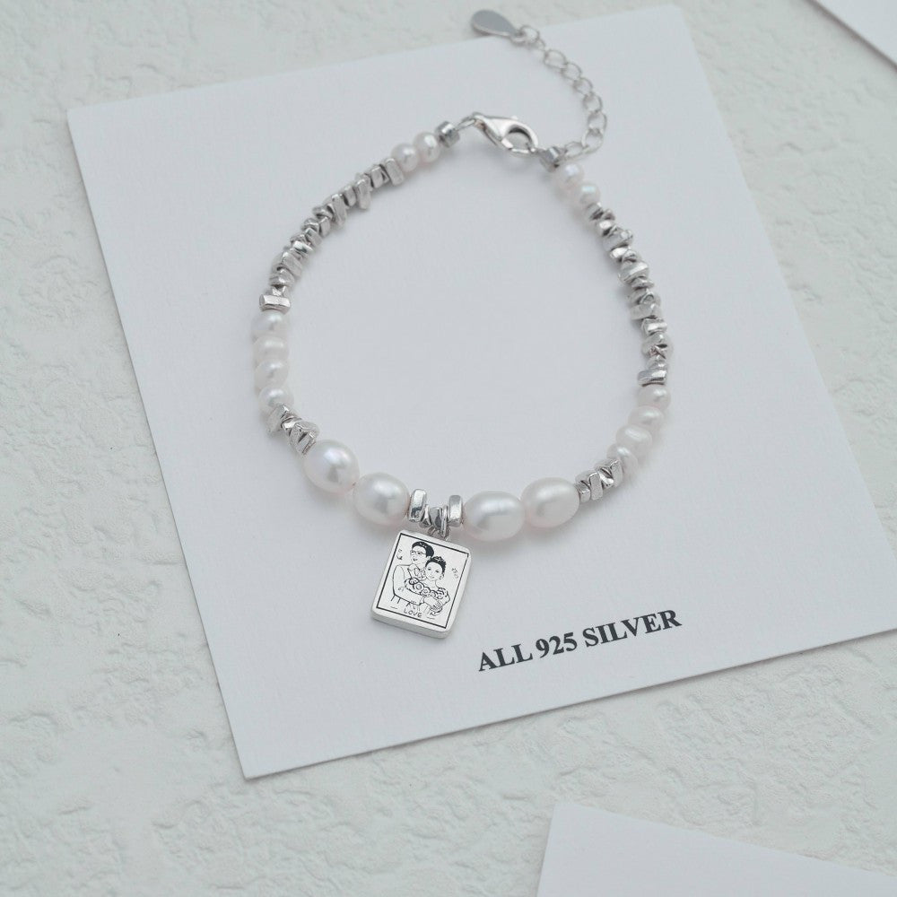 Custom Silver Bracelet with Engraved Pet Portrait