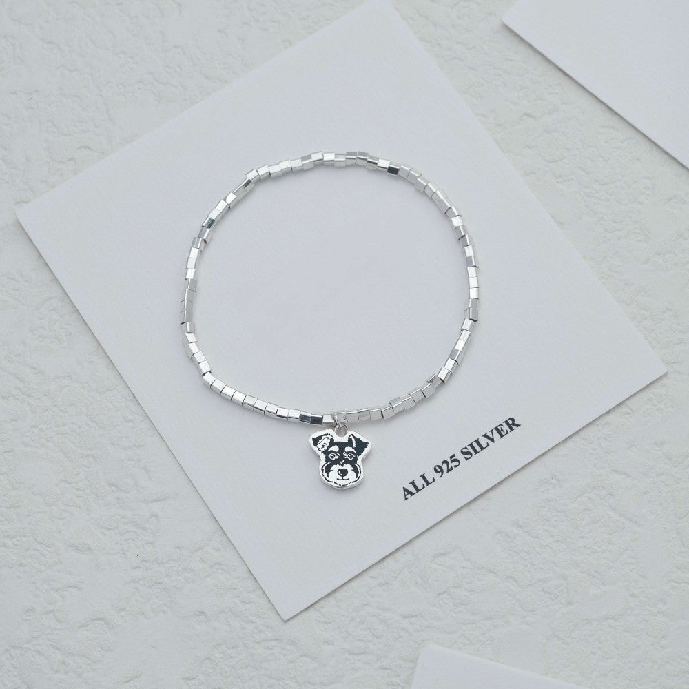 Custom Silver Bracelet with Engraved Pet Portrait